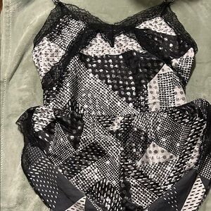 Black and White Lace Sleepwear Set